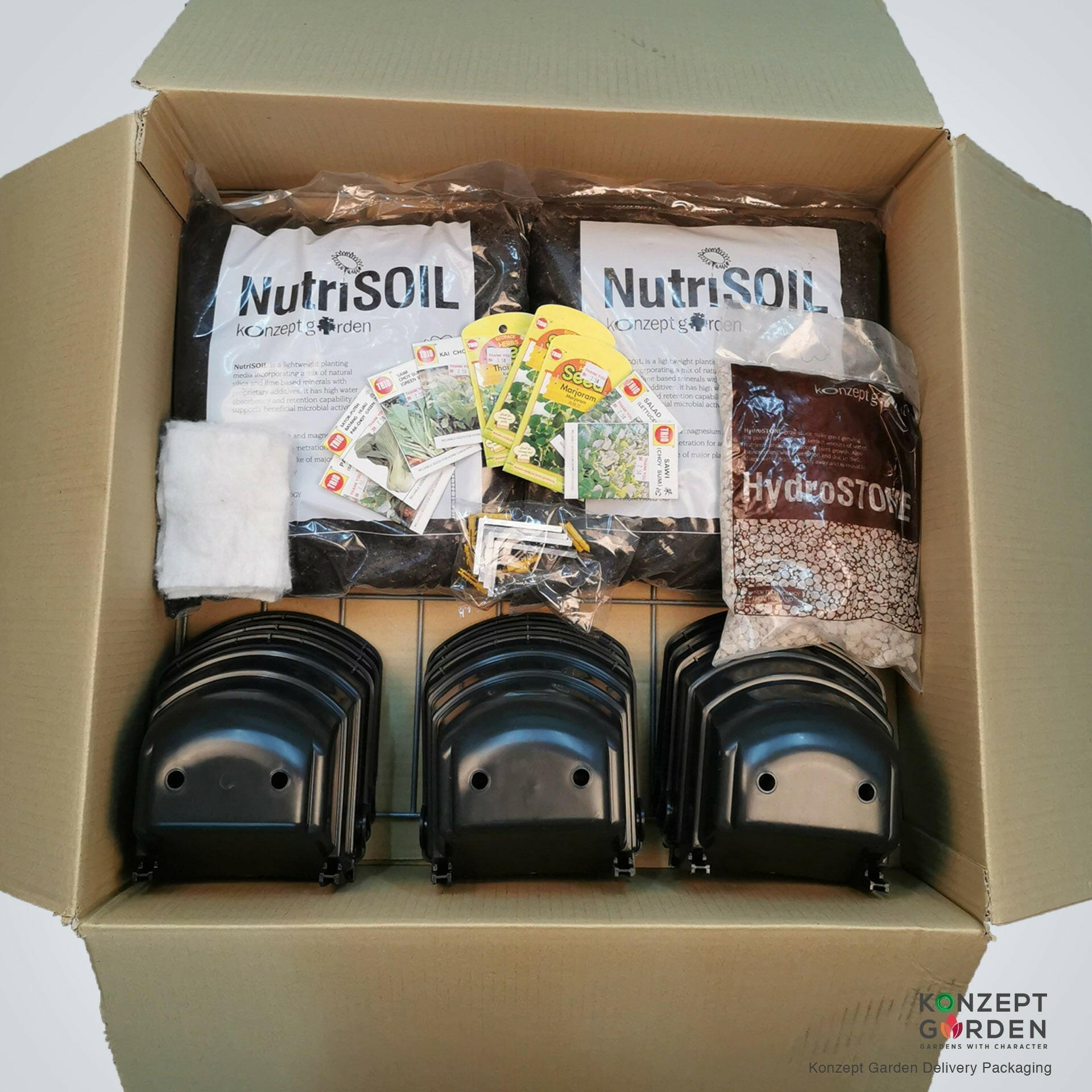 EcoWall Mini Set Vertical Garden with Frame Holder and Smart pots.