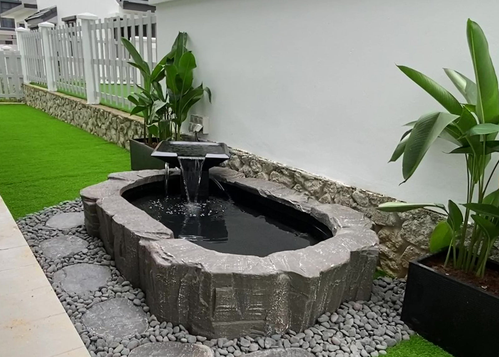 After installation: Mini Himalaya Pond with landscape