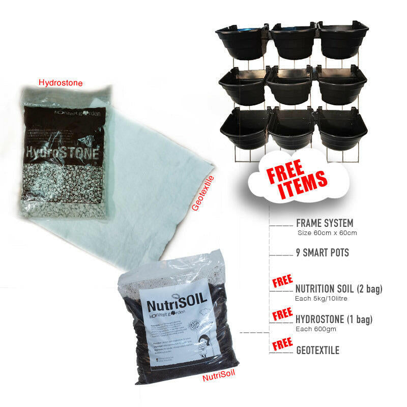 EcoWall Mini Set Vertical Garden with Frame Holder and Smart pots